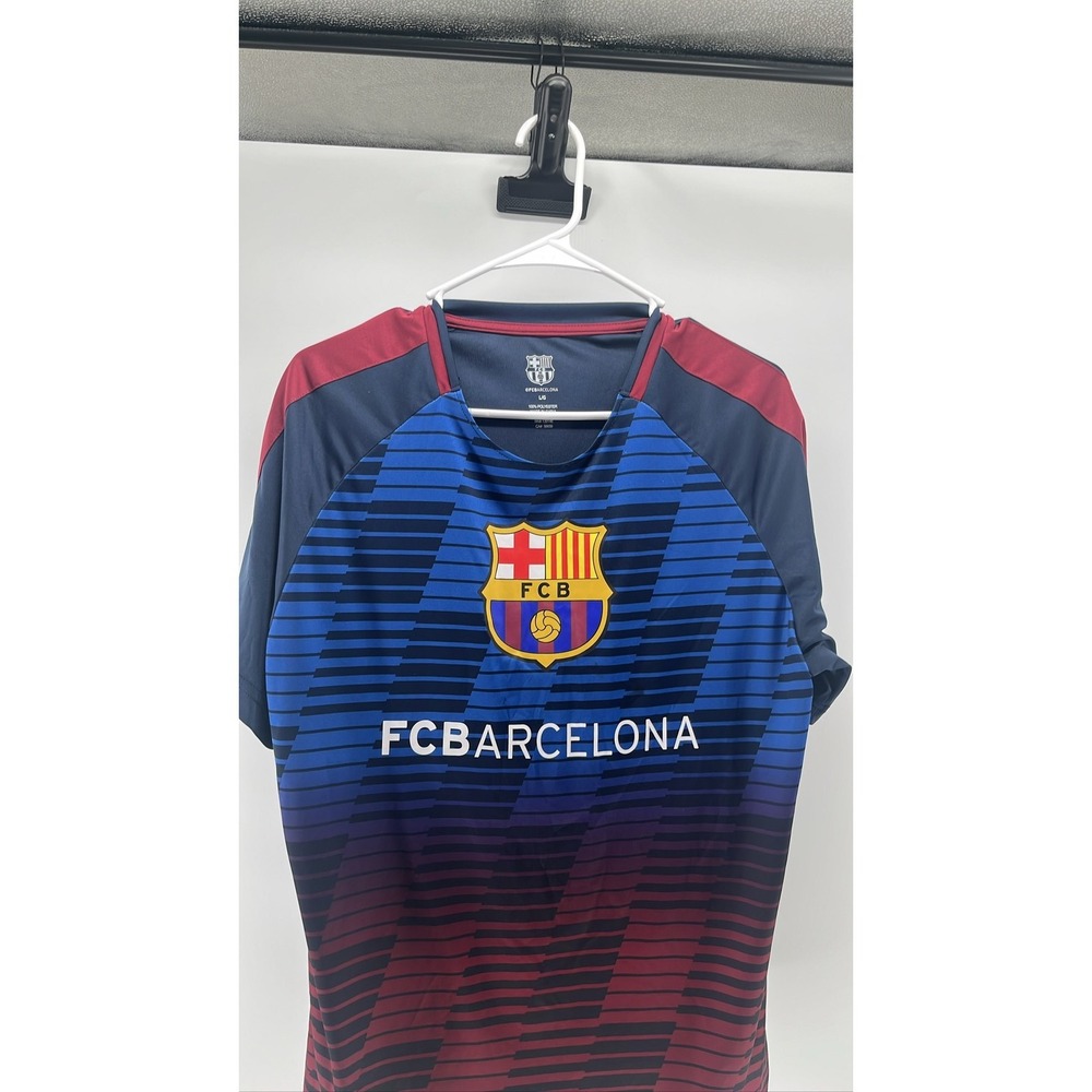 FC Barcelona Soccer Jersey Men's L/G Navy Red Blue Striped
